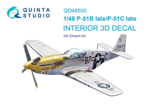 Quinta Studio QD48500 P-51B late/P-51C Late 3D-Printed coloured Interior on decal paper (Eduard) 1/48