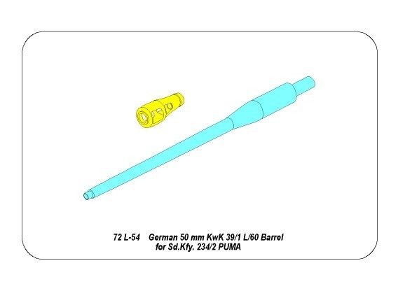 Aber 72L-54 Lufa 50mm KwK39/1 do Sd.Kfz.234/2 &amp;quot;Puma&amp;quot; / German 50mm KwK39/1 L/60 Barrel for Sd.Kfz.234/2 &amp;quot;PUMA&amp;quot; 1/72 – immagine 3