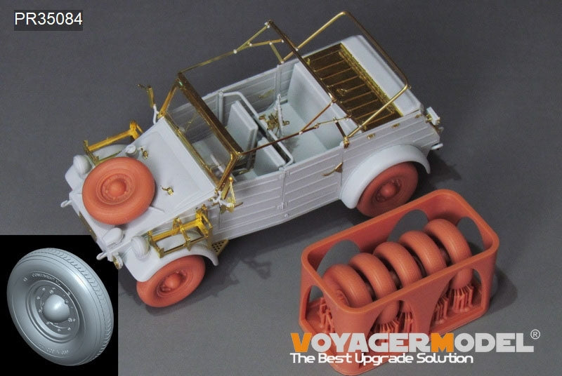 Maquette Voyager PR35085 Kübelwagen Type 82 allemand de la Seconde Guerre mondiale, pneus spéciaux pour ballons destinés aux troupes africaines, modèle 2, échelle 1/35