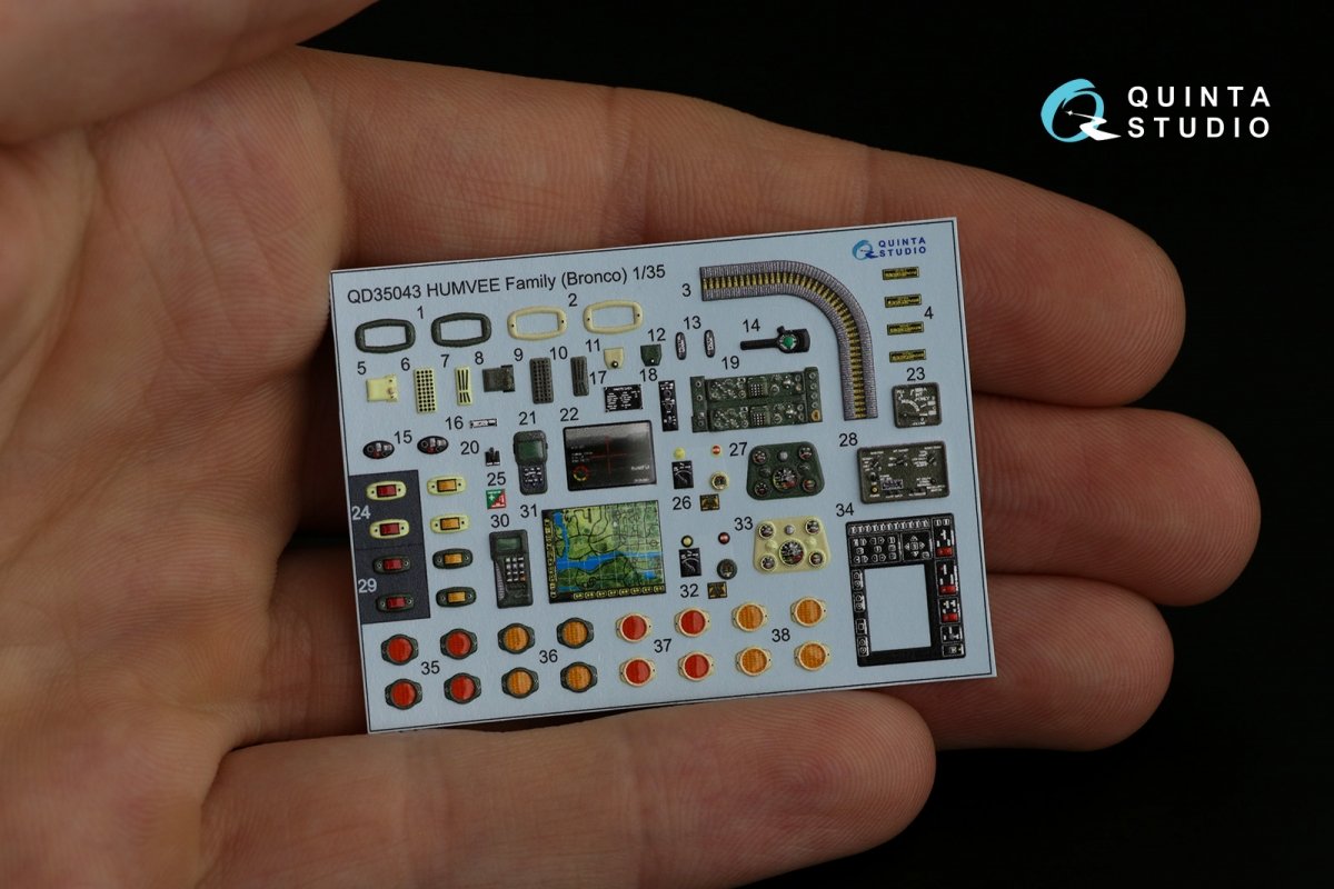 Quinta Studio QD35043 HUMVEE Family 3D-Printed &amp;amp; coloured Interior on decal paper ( Bronco ) 1/35 – immagine 10