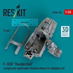 RESKIT RSU48-0350 F-105D &amp;quot;Thunderchief&amp;quot; cockpit early modification (Detailed edition) for HobbyBoss kit (3D Printed) 1/48 – image 2