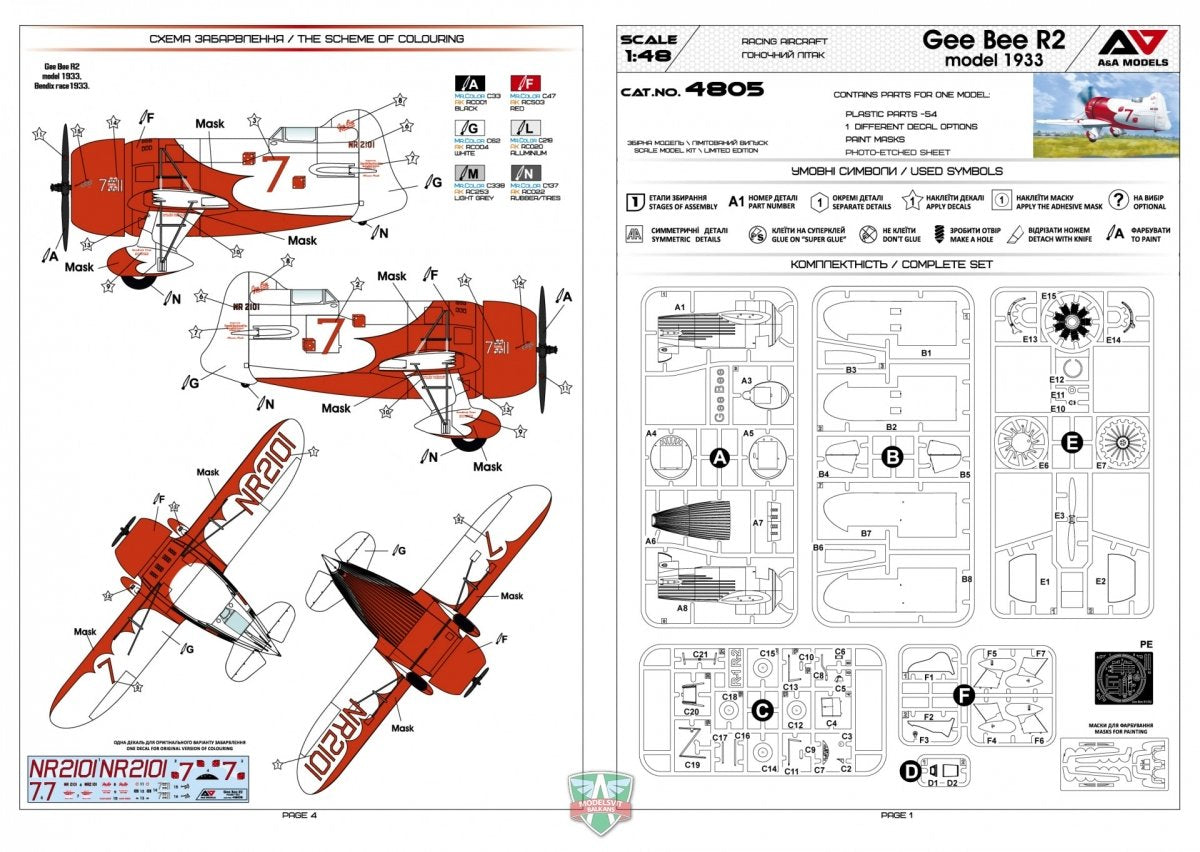 A&amp;amp;A Models 4807 Gee Bee R1 Model 1933 1/48 – imagen 2