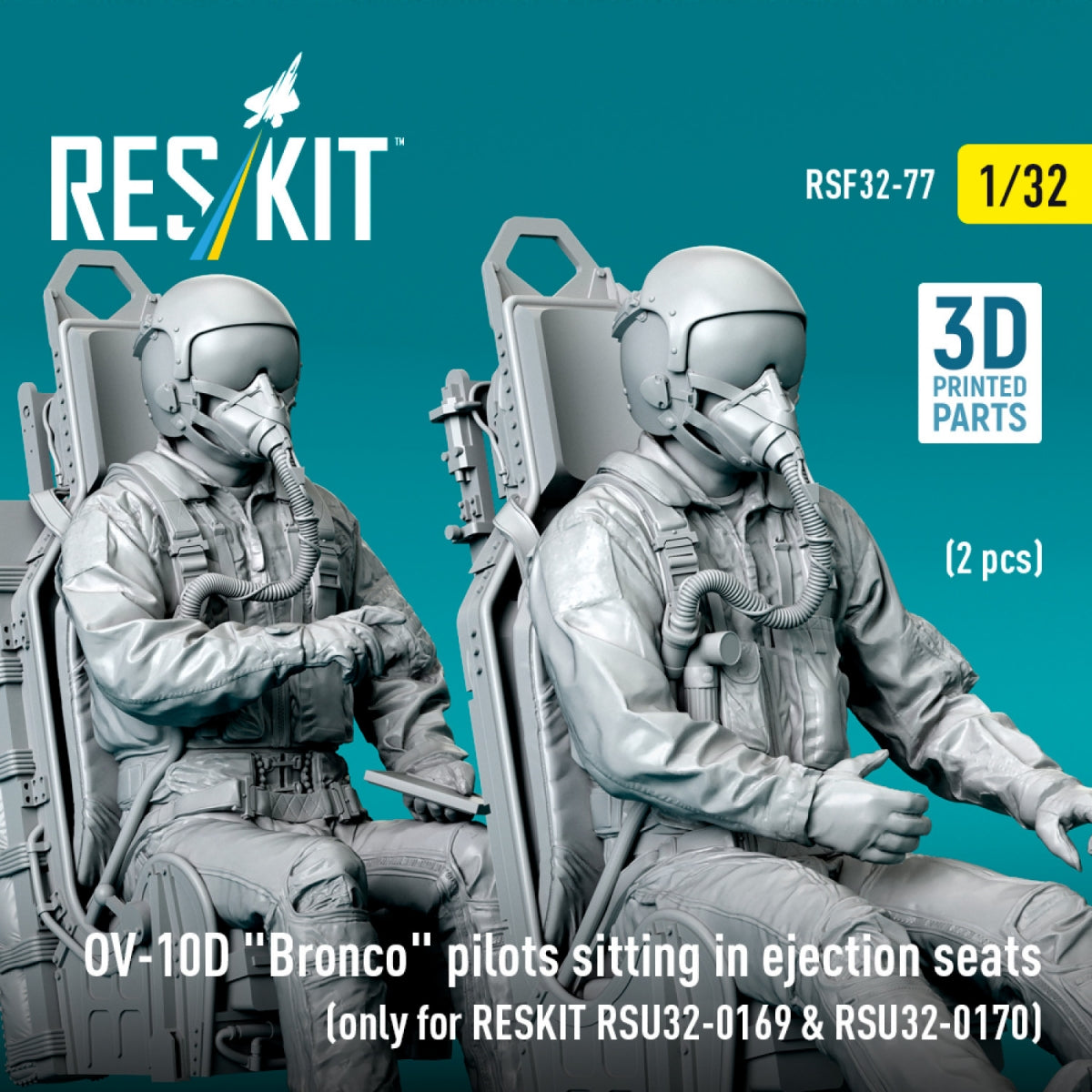 RESKIT RSF32-0077 OV-10D &amp;quot;Bronco&amp;quot; pilots sitting in ejection seats (2 pcs) (only for RESKIT RSU32-0169 &amp;amp; RSU32-0170) (3D Printed) 1/32 – image 2