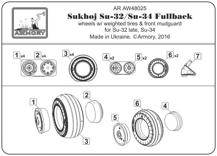 Armory Models AW48025 Sukhoj Su-32FN / Su-34 Fullback wheels w/ weighted tires 1/48 – imagen 2