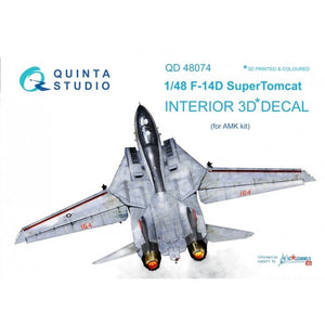 Quinta Studio QD48074 F-14D 3D-Printed &amp;amp; coloured Interior on decal paper (for AMK kit) 1/48