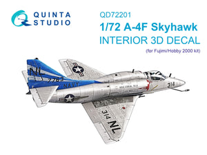 Quinta Studio QD72201 A-4F 3D-Printed &amp;amp; colored Interior on decal paper (Fujimi/Hobby 2000) 1/72