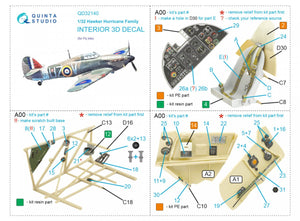 Quinta Studio QD32140 Hawker Hurricane Family 3D-Printed &amp;amp; coloured Interior on decal paper (Fly) 1/32 – immagine 12