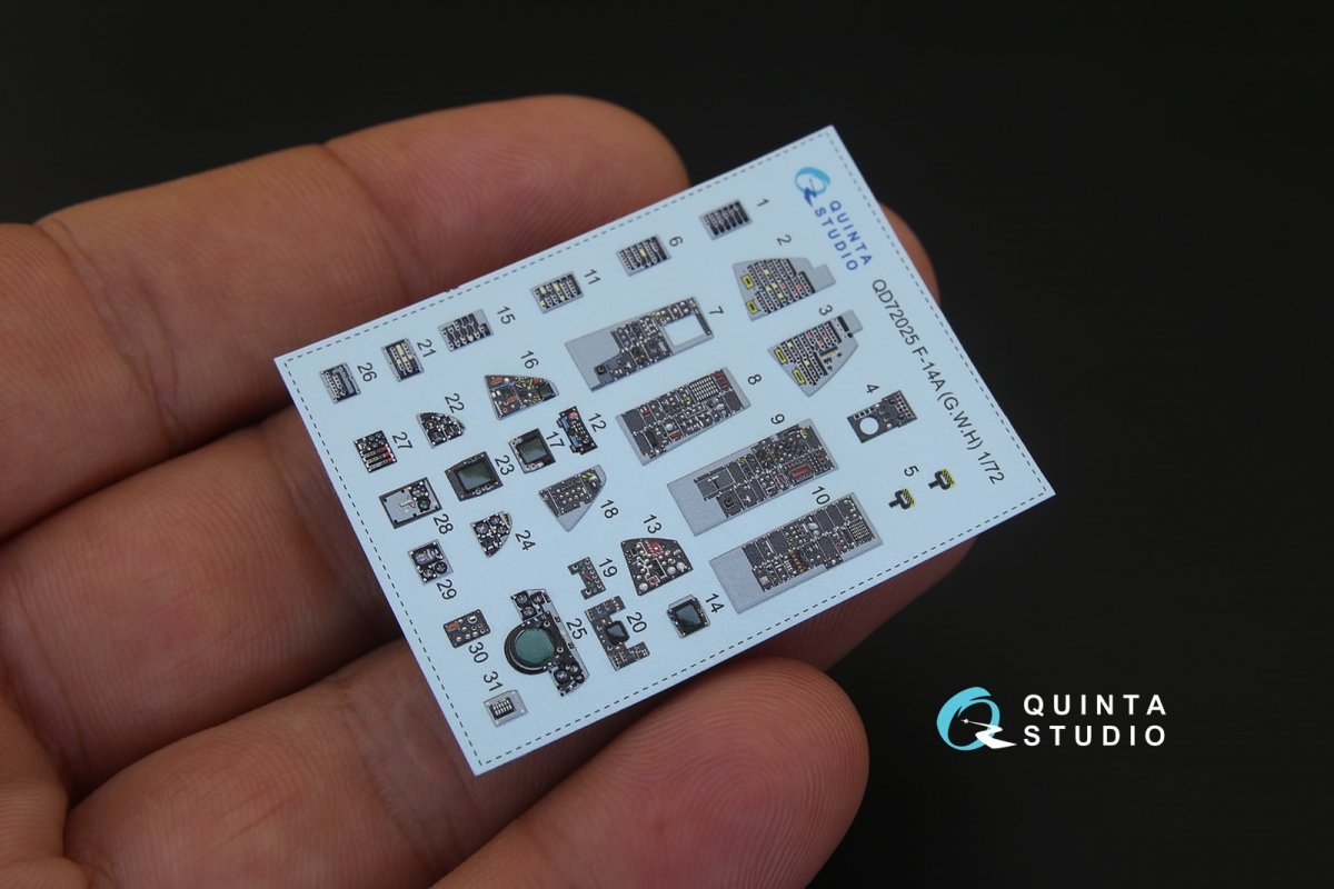 Intérieur imprimé en 3D et coloré sur papier décalcomanie Quinta Studio QD72025 F-14A (pour kit GWH) 1/72 – image 3