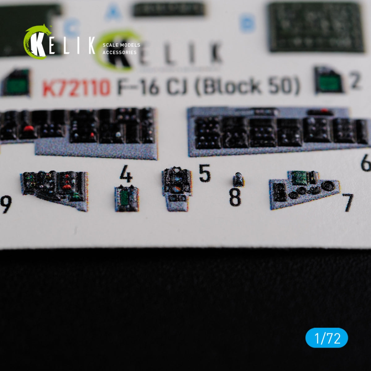 KELIK K72110 F-16 CJ (Block 50) interior 3D decals for Tamiya kit 1/72 – zdjęcie 5