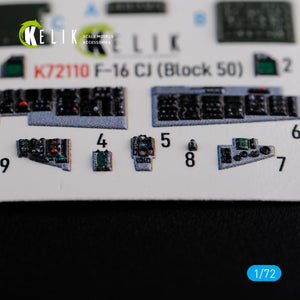 KELIK K72110 F-16 CJ (Block 50) interior 3D decals for Tamiya kit 1/72 – zdjęcie 5