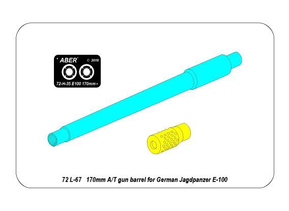 Aber 72L-67 170 mm A/T gun barrel for German Jagdpanzer E-100 1/72 – immagine 9