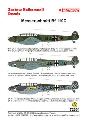 Techmod 72001 - Messerschmitt Bf 110C 1/72 – zdjęcie 2