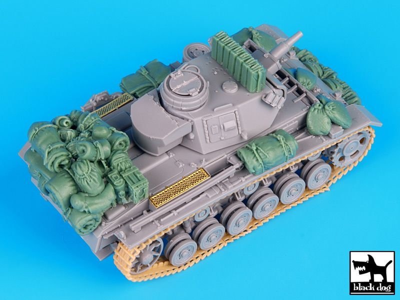 Ensemble d'accessoires Black Dog T72037 pour char allemand Pz.Kpw III Ausf.N DAK au 1/72 (Dragon)