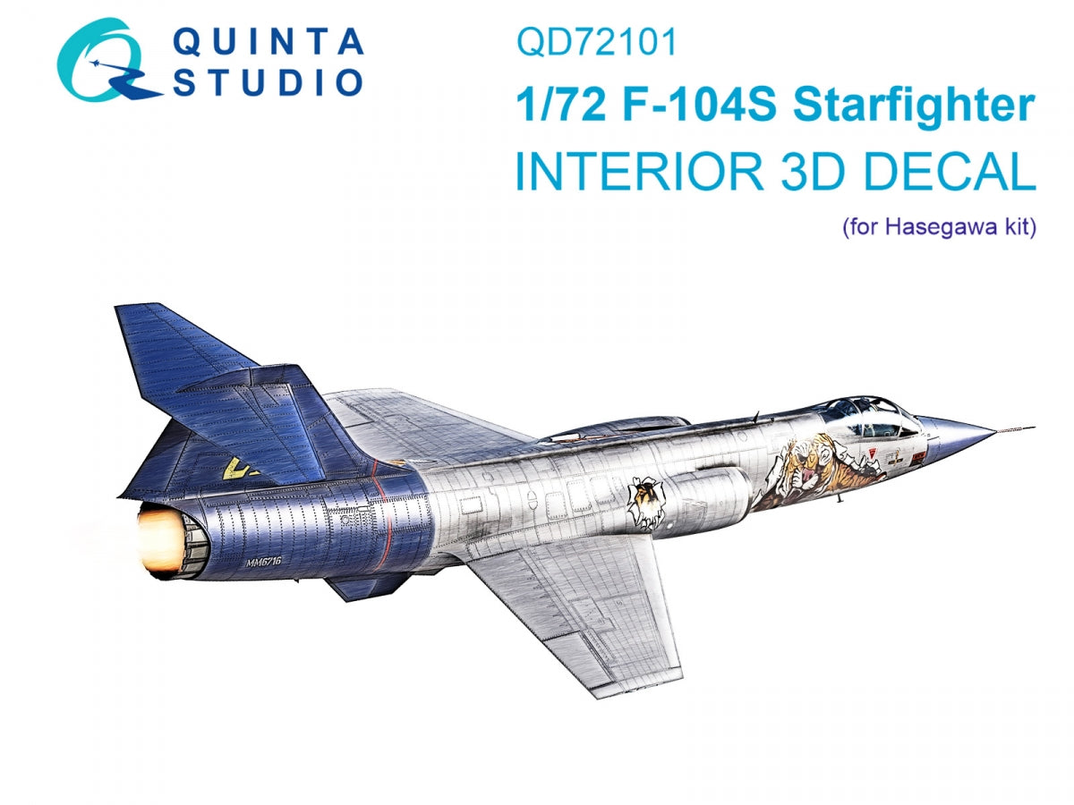 Quinta Studio QD72101 F-104S 3D-Printed &amp;amp; coloured Interior on decal paper (Hasegawa) 1/72