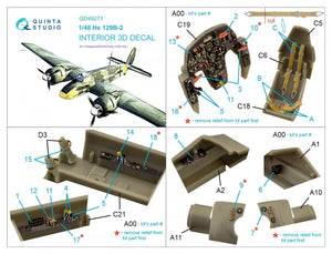 Intérieur imprimé en 3D et coloré sur papier décalcomanie Quinta Studio QD48271 Hs 129B-2 (Hasegawa) 1/48  – image 2