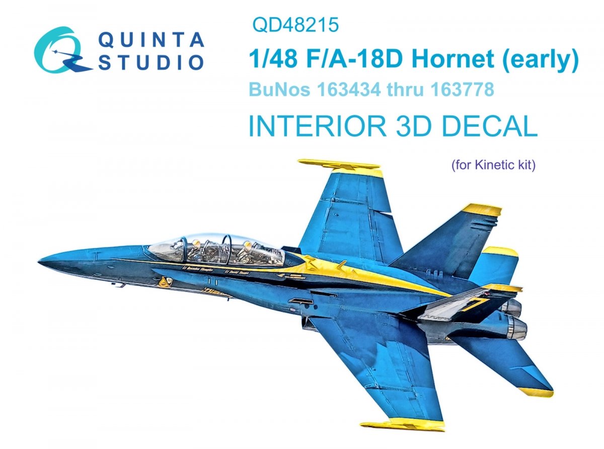 Quinta Studio QD48215 F/A-18D Early 3D-Printed &amp; colored Interior on decal paper (Kinetic) 1/48