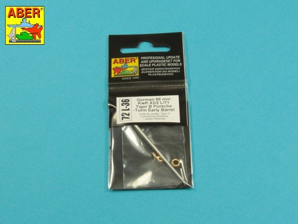 Aber 72L-36 8,8 cm KwK 43L/71 lufa do czołgu Tiger II wczesna do wieży Porsche/8,8 cm KwK 43 L/71 German tank barrel for Tiger II early Porsche turm 1/72 – immagine 3