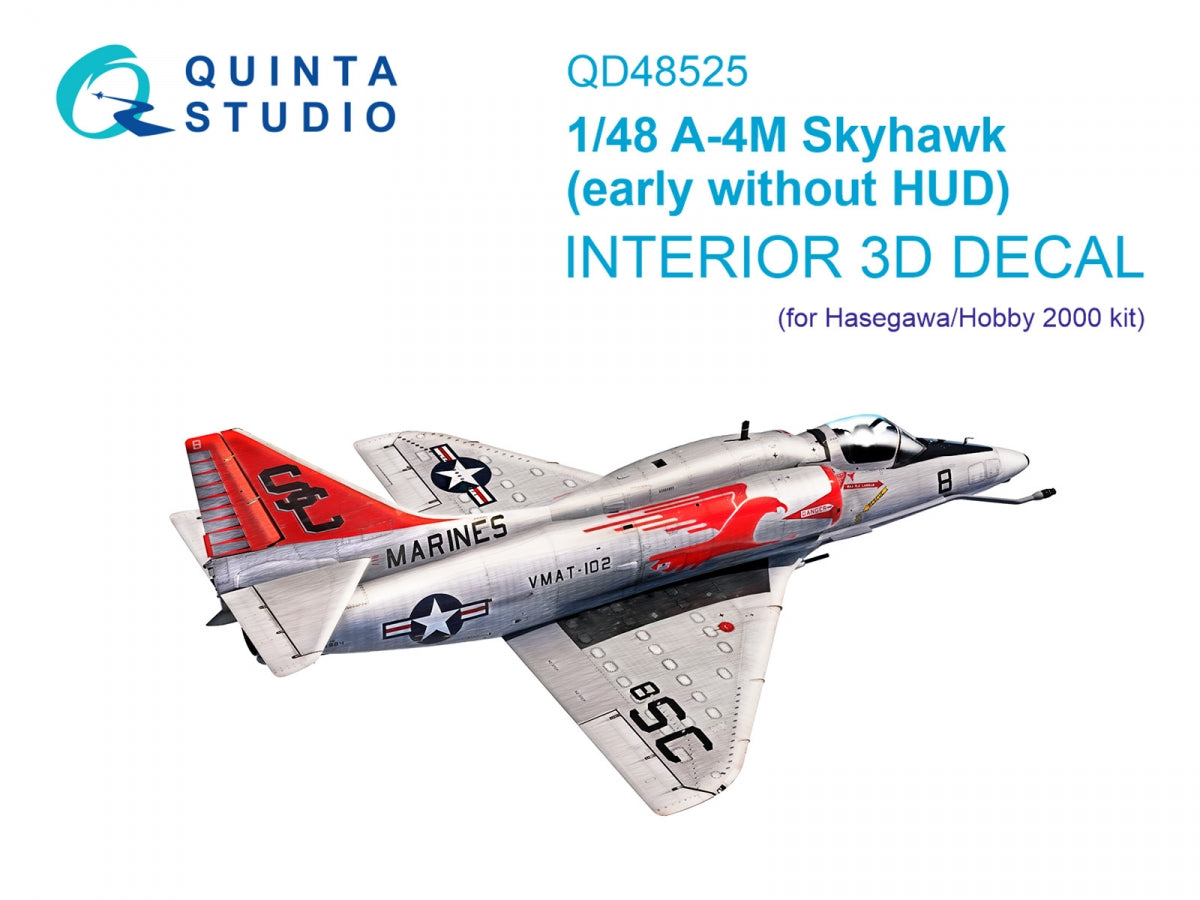 Quinta Studio QD48525 A-4M early 3D-Printed &amp;amp; coloured Interior on decal paper (Hasegawa/Hobby2000) 1/48