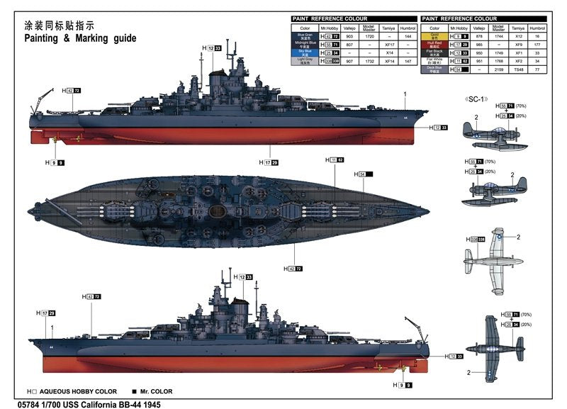 Trumpeter 05784 USS California BB44 Battleship 1945 1/700 – zdjęcie 3