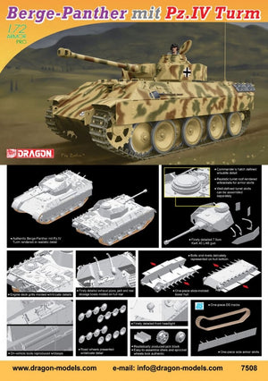 Dragon 7508 Berge-Panther mit Pz.Kpfw.IV Turm 1/72 – immagine 2