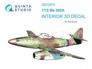 Quinta Studio QD72074 Me-262A 3D-Printed &amp;amp; coloured Interior on decal paper (Revell) 1/72