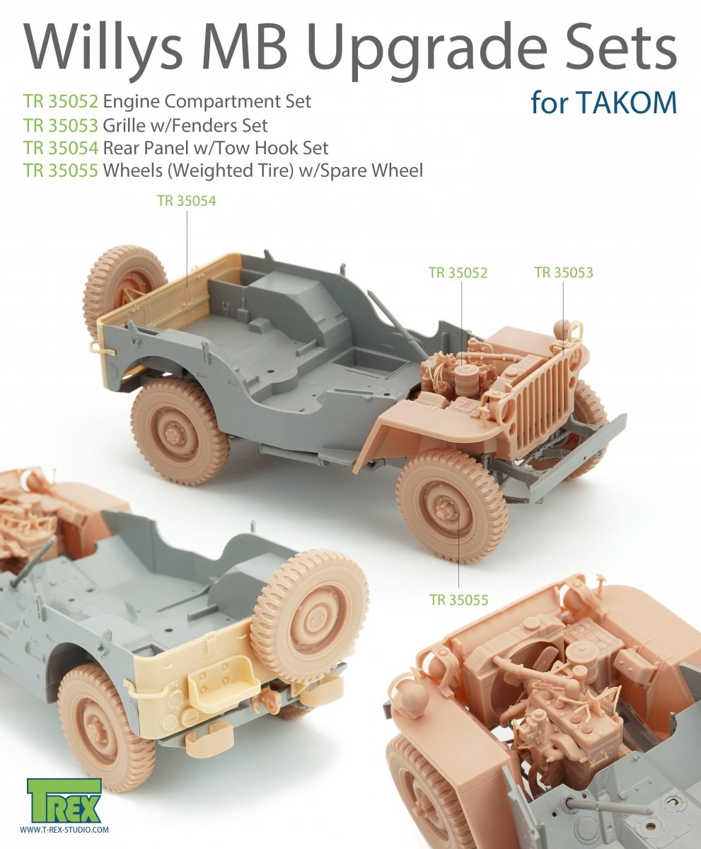 T-Rex Studio TR35055 Willys MB Wheels (Weighted Tire) w/Spare Wheel 1/35 – immagine 2