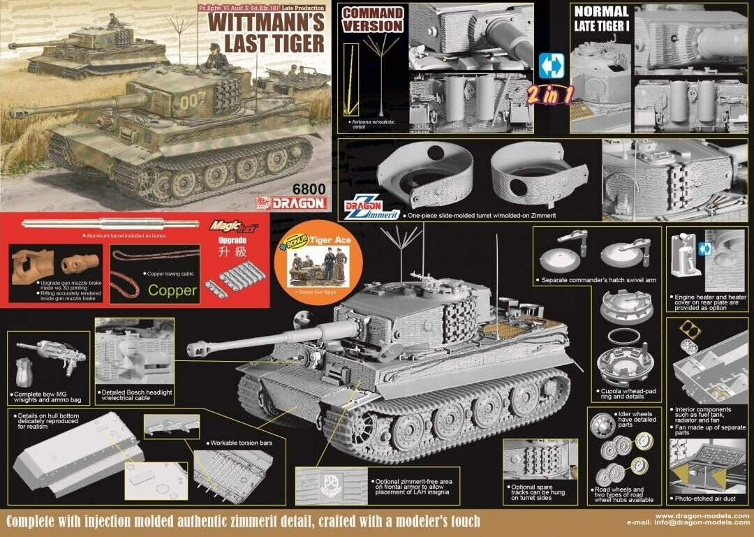 Dragon 6800 Wittmann&amp;#39;s Last Tiger 1/35 – immagine 2