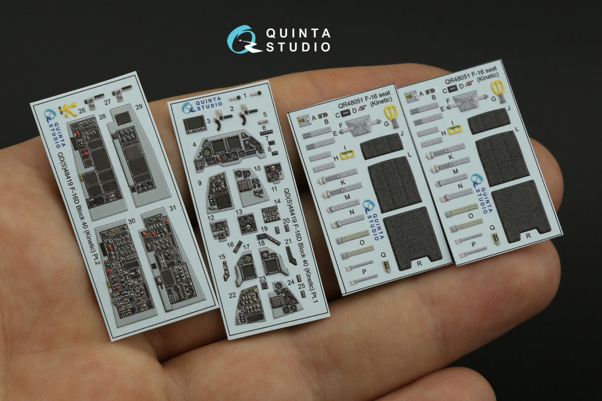 Quinta Studio QD48419 F-16D block 40 3D-Printed &amp;amp; coloured Interior on decal paper (Kinetic 2022 tool) 1/48 – Bild 4