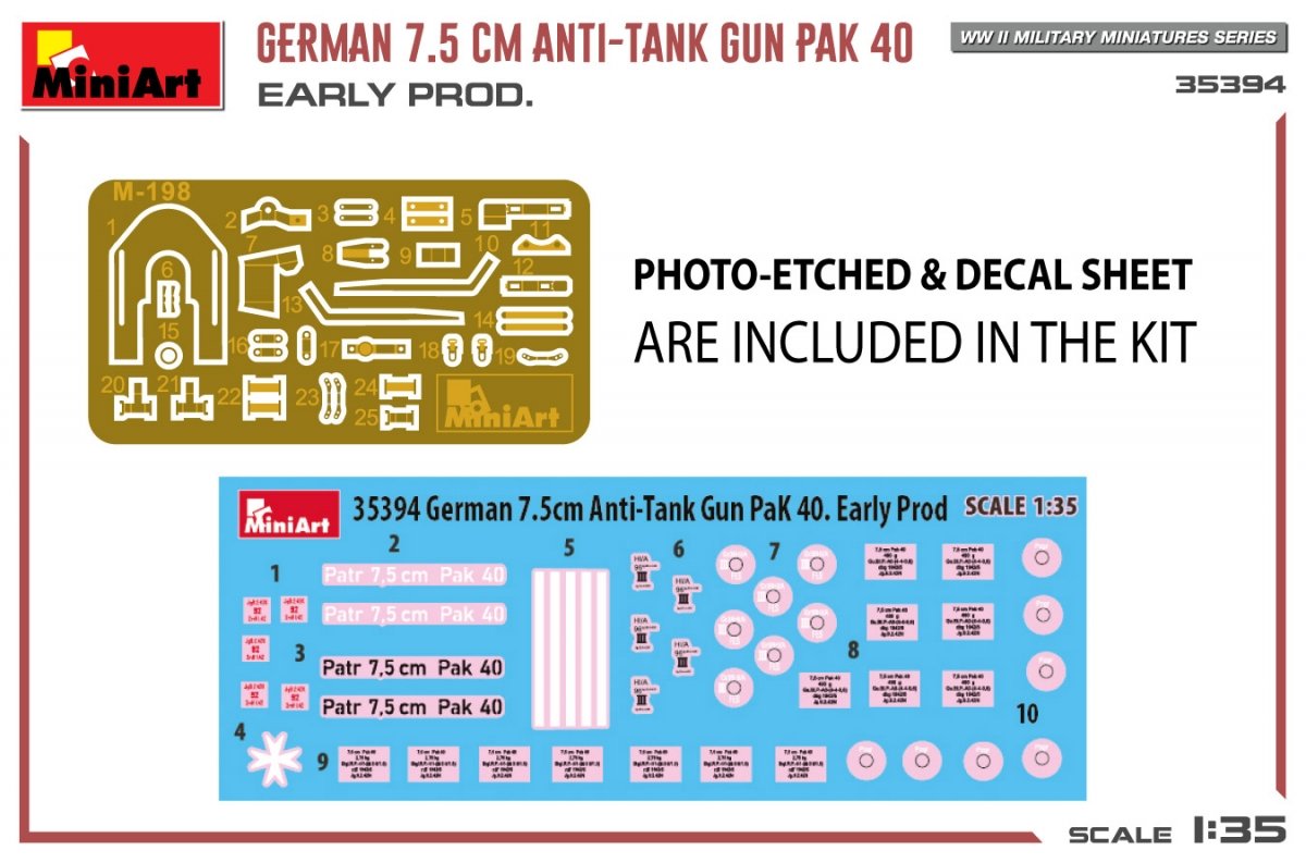 MiniArt 35394 GERMAN 7.5CM ANTI-TANK GUN PAK 40. EARLY PROD 1/35 – Bild 2