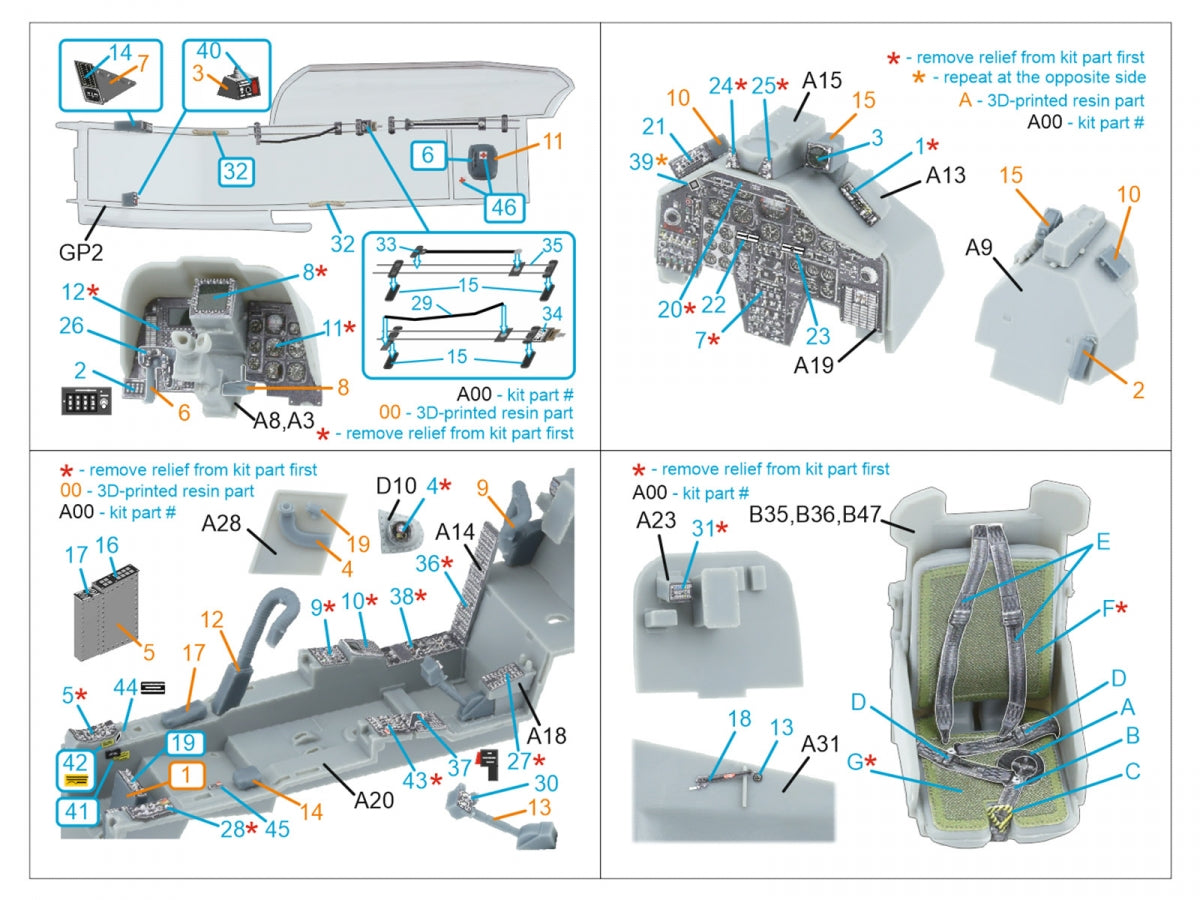 Quinta Studio QD+35153 AH-1W 3D-Printed &amp;amp; coloured Interior on decal paper (Trumpeter) (with 3D-printed resin parts) 1/35 – immagine 2