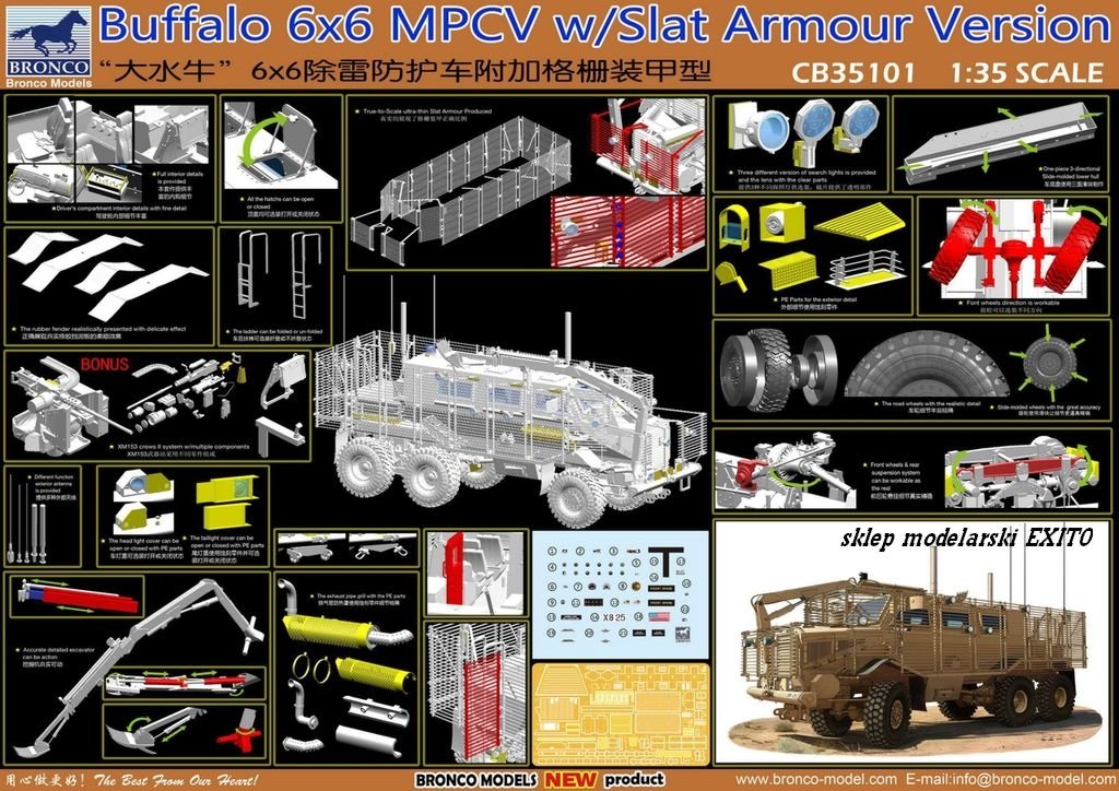 Bronco CB35101 Buffalo 6x6 MPCV w/Slat Armour Version 1/35 – zdjęcie 2