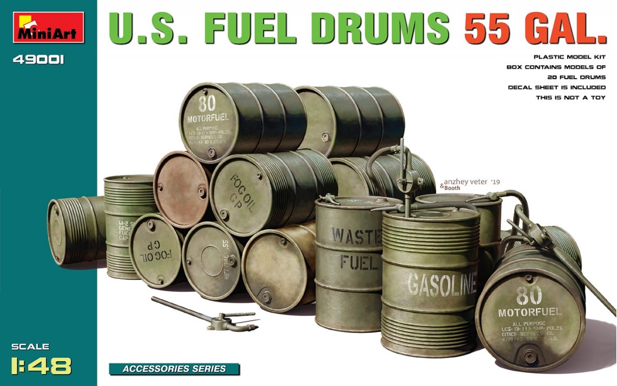 MiniArt 49001 US FUEL DRUMS 55 GAL. 1/48