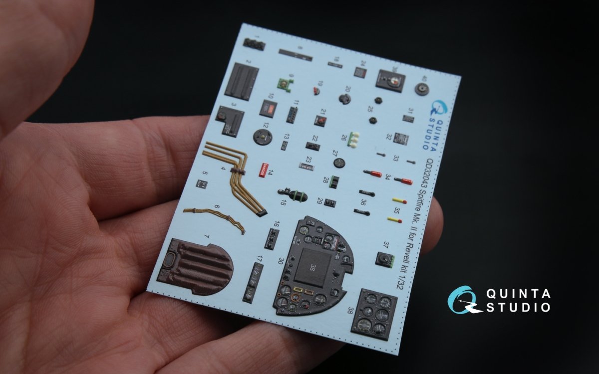 Quinta Studio QD32043 Spitfire Mk. II 3D-Printed &amp;amp; coloured Interior on decal paper (for Revell kit) 1/32 – Bild 3