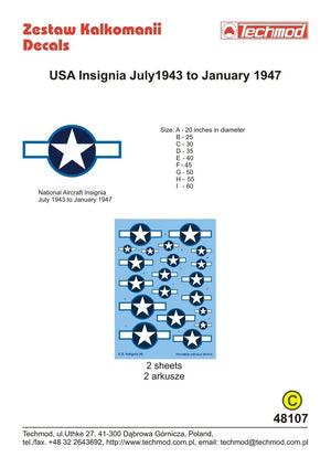 Techmod 48107 USA Insignia July 1943 to January 1947 1/48 – Bild 2