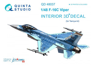 Quinta Studio QD48037 F-16С 3D-Printed &amp;amp; coloured Interior on decal paper (for Tamiya kit) 1/48