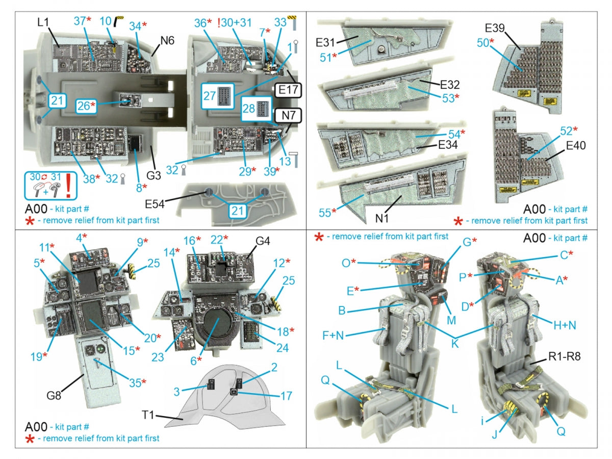Intérieur imprimé en 3D et coloré sur papier décalcomanie Quinta Studio QD48395 F-14A (Hobby Boss) 1/48 – image 2