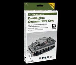 Vallejo 78400 Dunkelgrau Gris foncé allemand Système de peinture pour véhicules blindés 6 x 8 ml