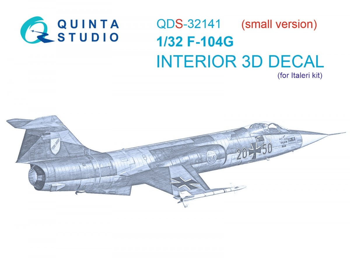 Quinta Studio QDS-32141 F-104G 3D-Printed & coloured Interior on decal paper (Italeri) (small version) 1/32