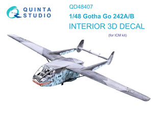 Quinta Studio QD48407 Go 242A-B 3D-Printed coloured Interior on decal paper (ICM) 1/48