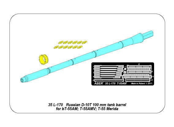 Aber 35L-170 Russian D-10T 100mm tank Barrel for T-55AM; T-55 AMV or T-55 Merida 1/35 – zdjęcie 19