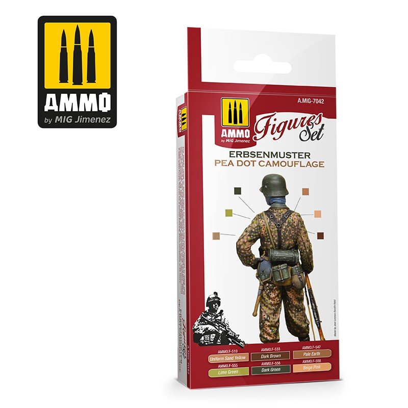 AMMO de Mig Jimenez 7042 Erbsenmuster Pea Dot Camouflage Figurines Set Set 6x17ml – image 2