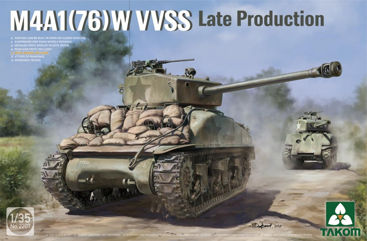Takom 2207W SHERMAN² BOX M4A1(76W) VVSS Late Production+M51 "DEGEM ALEF"+US ARMY 1/4TON UTILITY TRUCK &amp; MP FIGURE 1/35