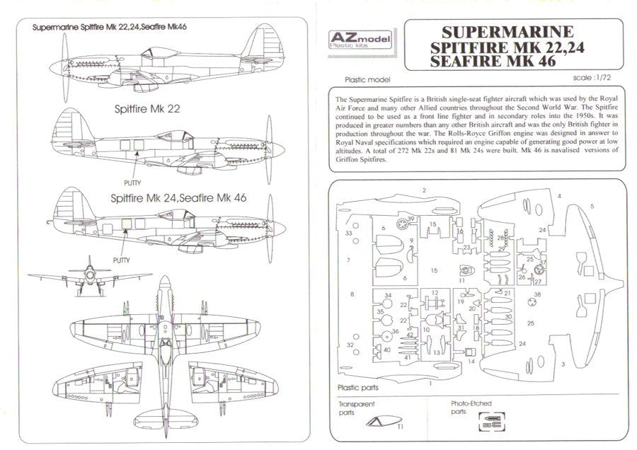 AZ Model AZ7353 Supermarine Spitfire Mk.22 Special 1/72 – immagine 6