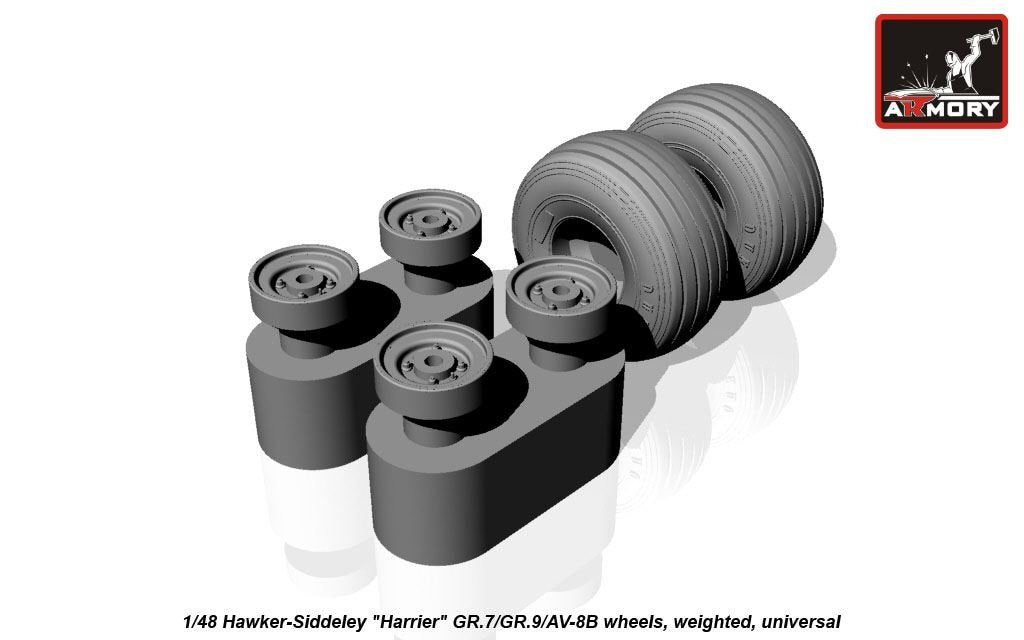 Roues avec pneus lestés pour Hawker-Siddeley Harrier GR.7/GR.9/AV-8B (Armory Models AW48405) à l&amp;#39;échelle 1/48 – image 8