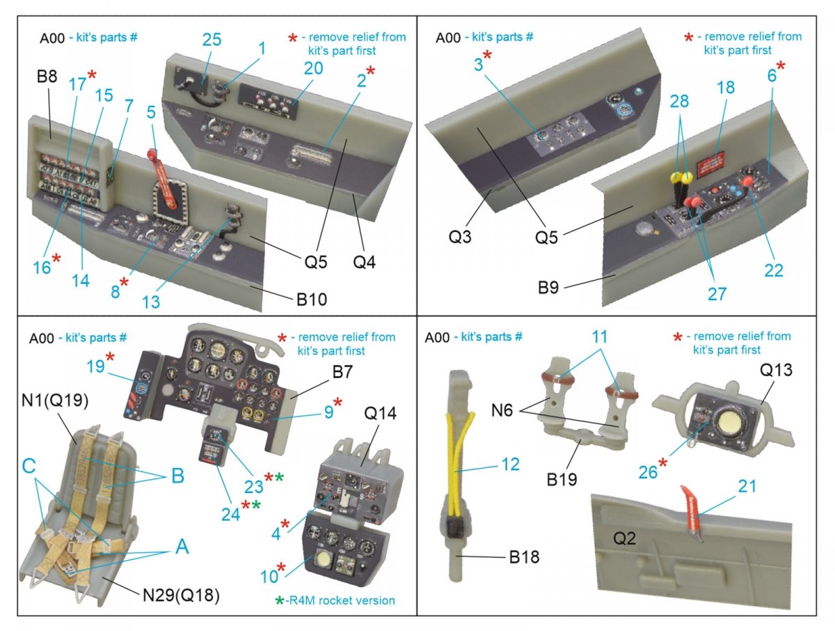 Quinta Studio QD48185 Me 262B-1a/U1 3D-Printed &amp;amp; coloured Interior on decal paper (for Dragon ) 1/48 – Bild 2