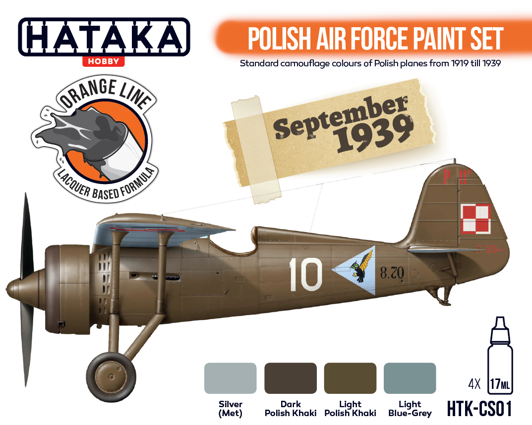 Hataka HTK-CS01 ORANGE LINE – Polish Air Force paint set 4x17ml – immagine 2