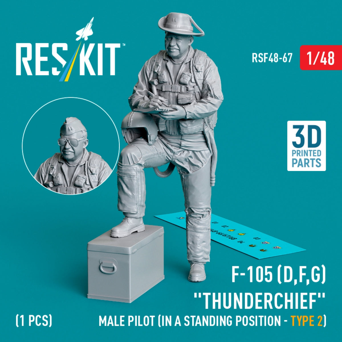 RESKIT RSF48-0067 F-105 (D,F,G) "Thunderchief" male pilot (in a standing position - type 2) (1 pcs) (3D Printed) 1/48