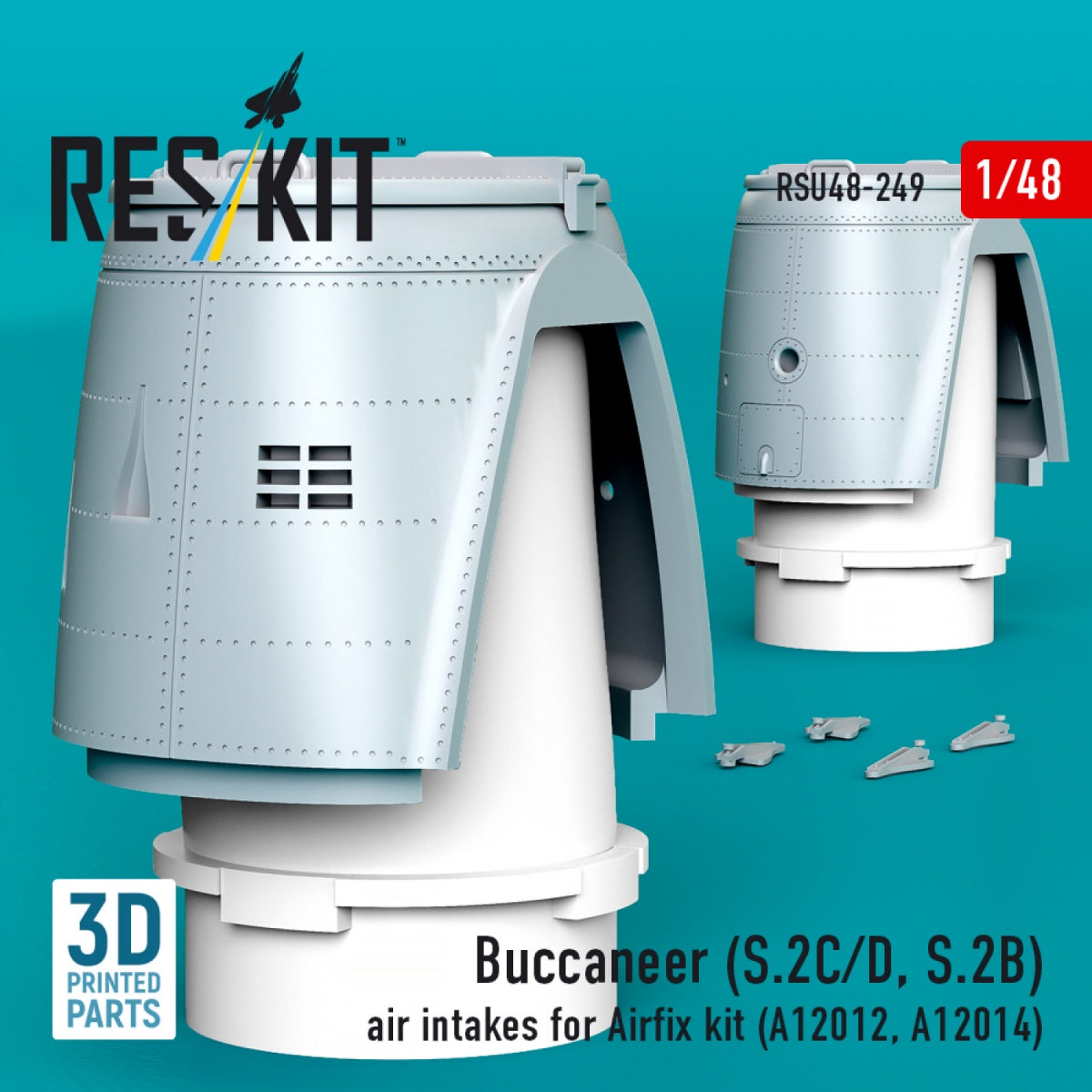 RESKIT RSU48-0249 Buccaneer (S.2C/D, S.2B) air intakes for Airfix kit (A12012, A12014) (3D Printed) 1/48