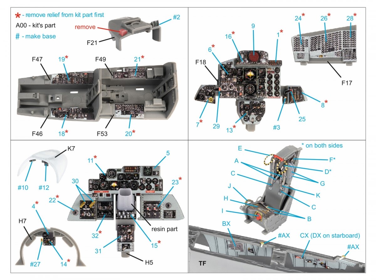 Quinta Studio QD+48370 F-4E late without DMAS 3D-Printed &amp;amp; coloured Interior on decal paper (Meng) (with 3D-printed resin parts) 1/48 – imagen 2