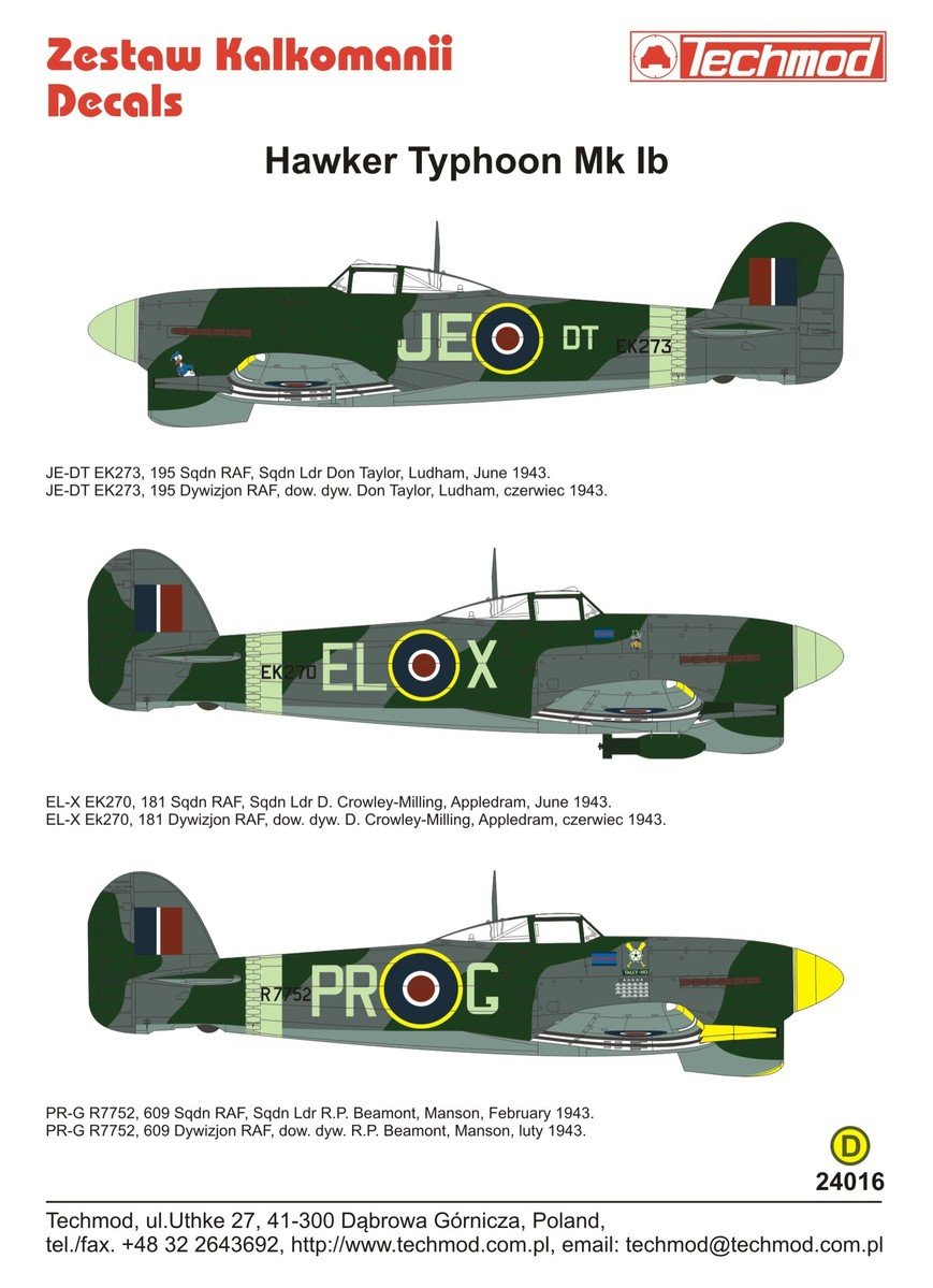 Techmod 24016 Hawker Typhoon Mk Ib 1/24 – image 2